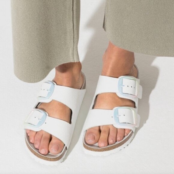 Birkenstock Arizona Big Buckle Rainbow Pastel Ombre White Leather Sandal 41/10.5 - Picture 5 of 14